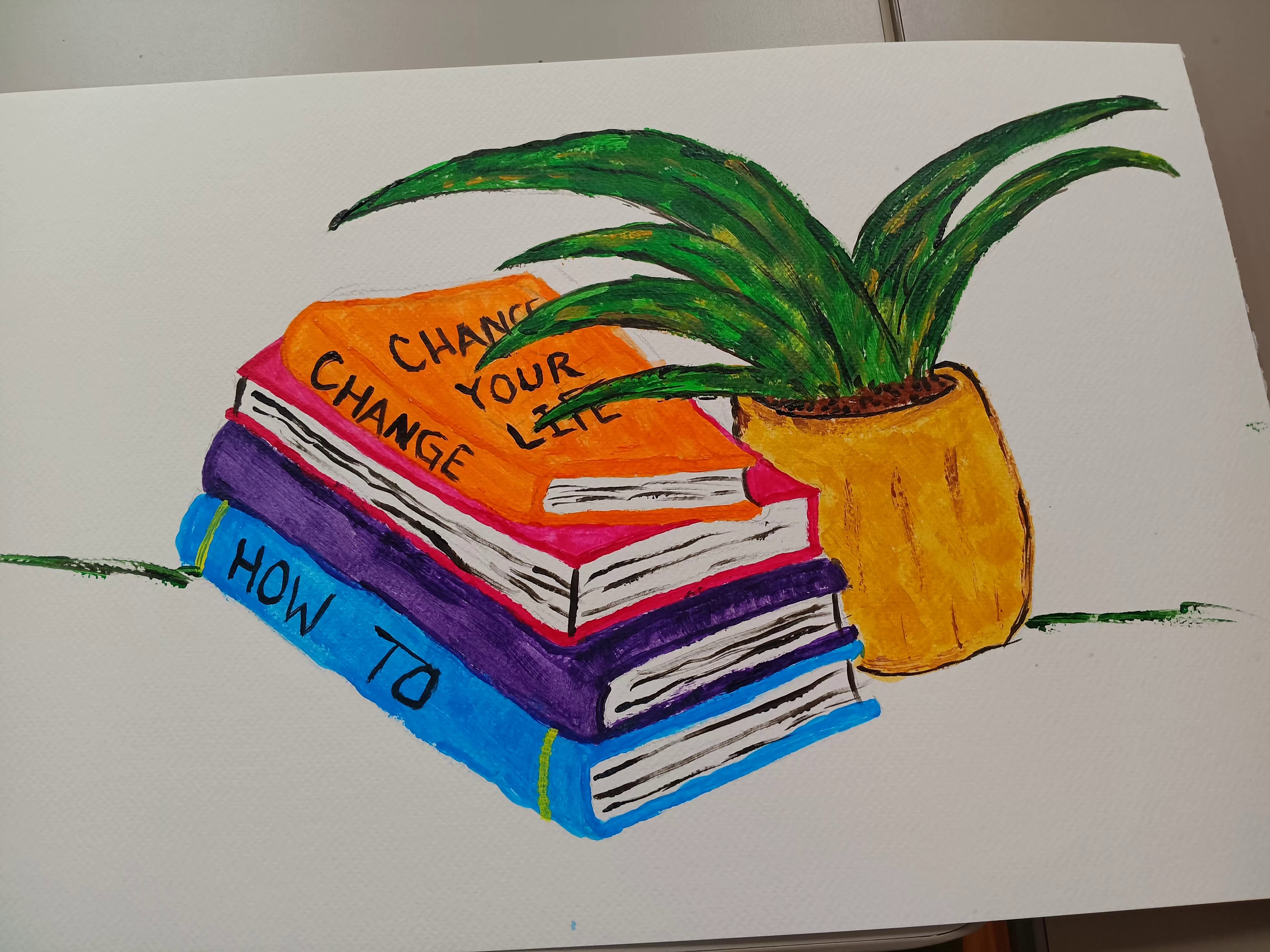 Author's painting of books